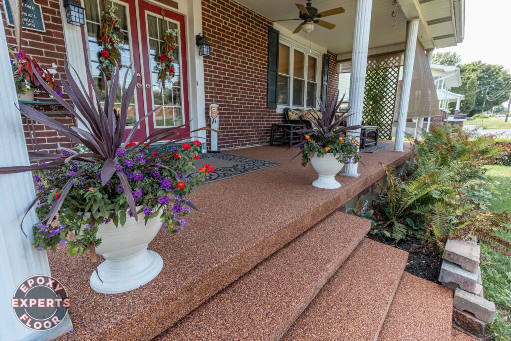 Epoxy porch flooring and steps by the Epoxy Floor Experts