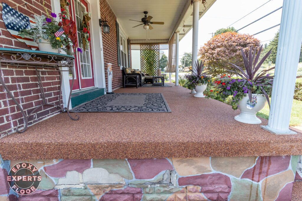 Epoxy porch flooring and steps by the Epoxy Floor Experts