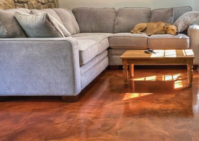 Downington, PA Epoxy Metallic Coral and Ginger Living Room Floor