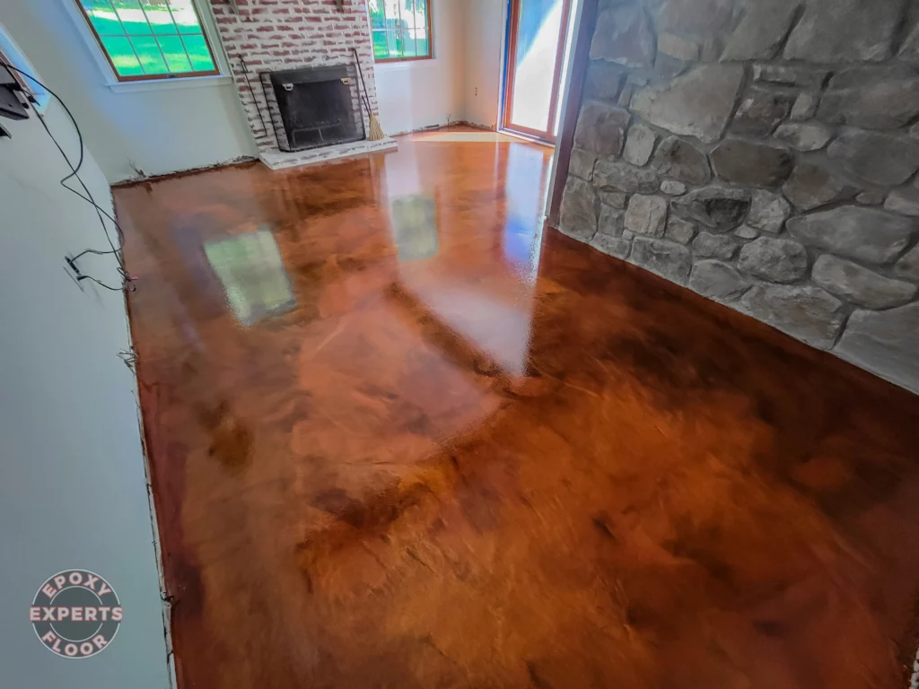 Downington, PA Metallic Coral and ginger EpoxyLiving Room Floors