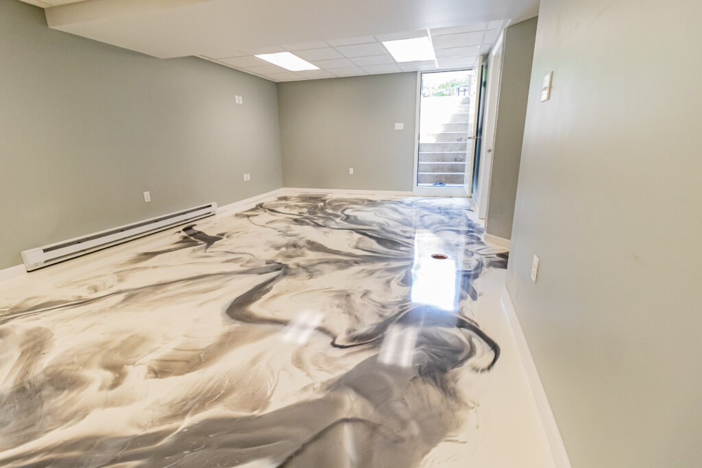 Schuylkill Haven, Pa Epoxy Pearl, Guava, pearl grey, white Metallic Basement Floot