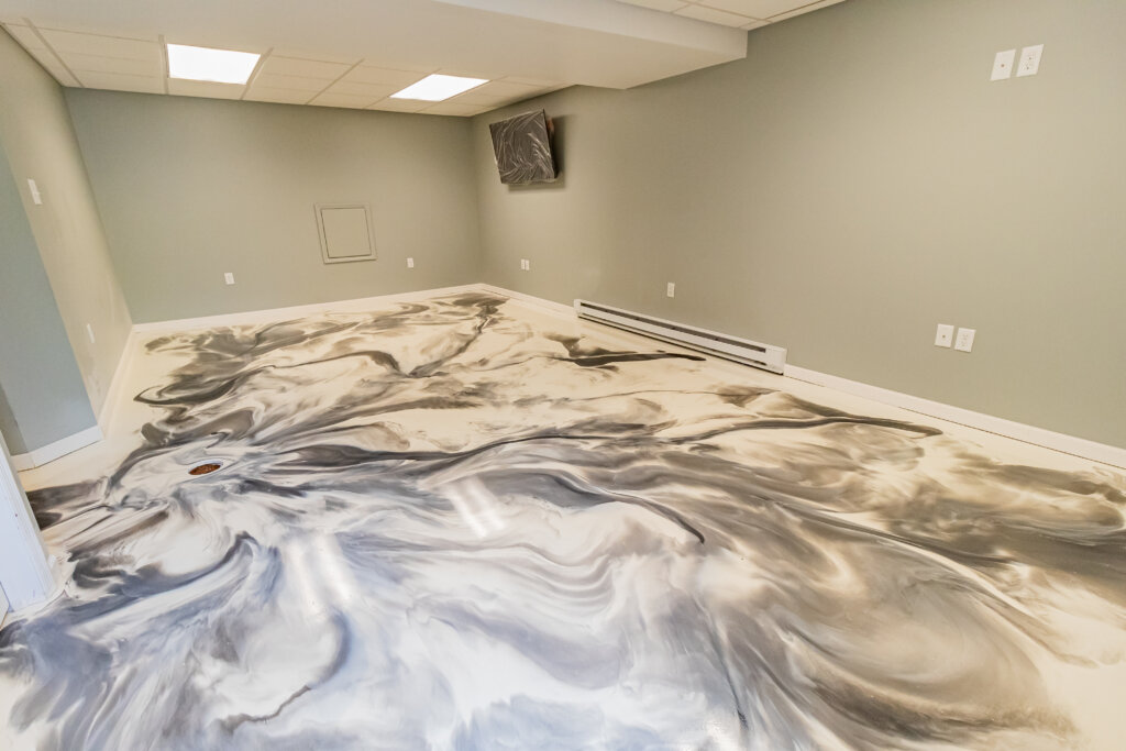 Schuylkill Haven, Pa Epoxy Pearl, Guava, pearl grey, white Metallic Basement Floot