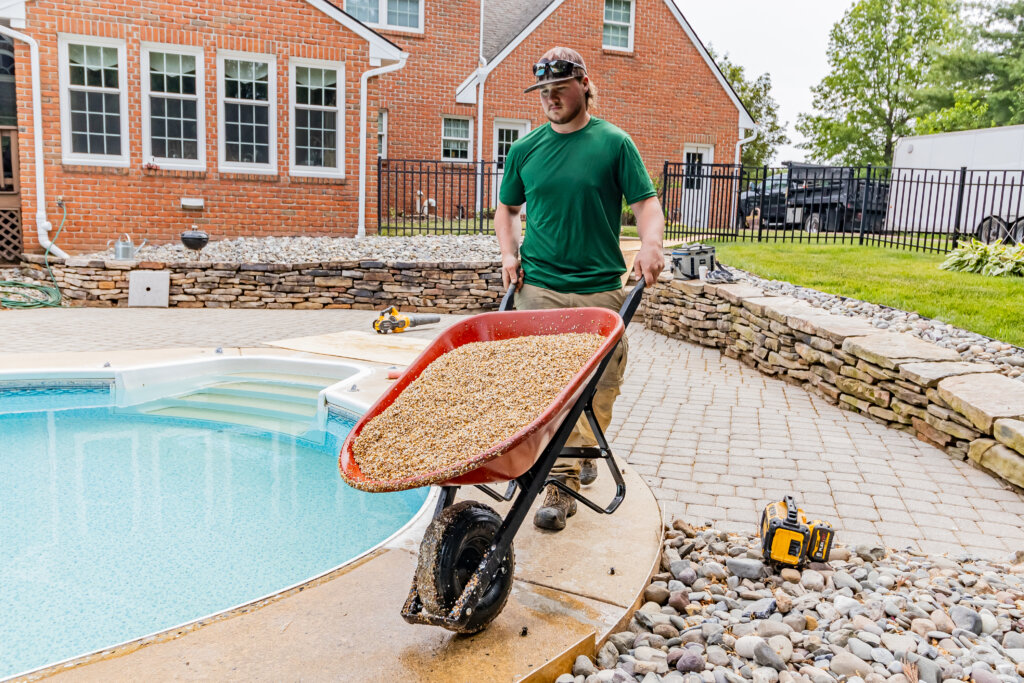 Working on the pool deck